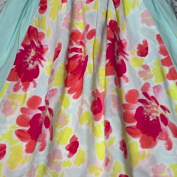 Cat & Jack Dress Kids XS 4/5 Rayon Blue Yellow Flowers Ruffles A line - Picture 7 of 16